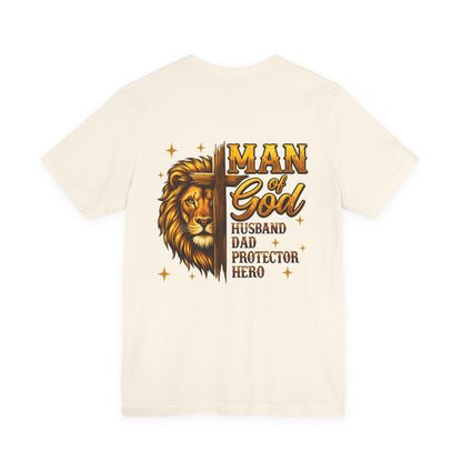 Man of God Lion T-Shirt – Husband, Dad, Protector Christian Tee