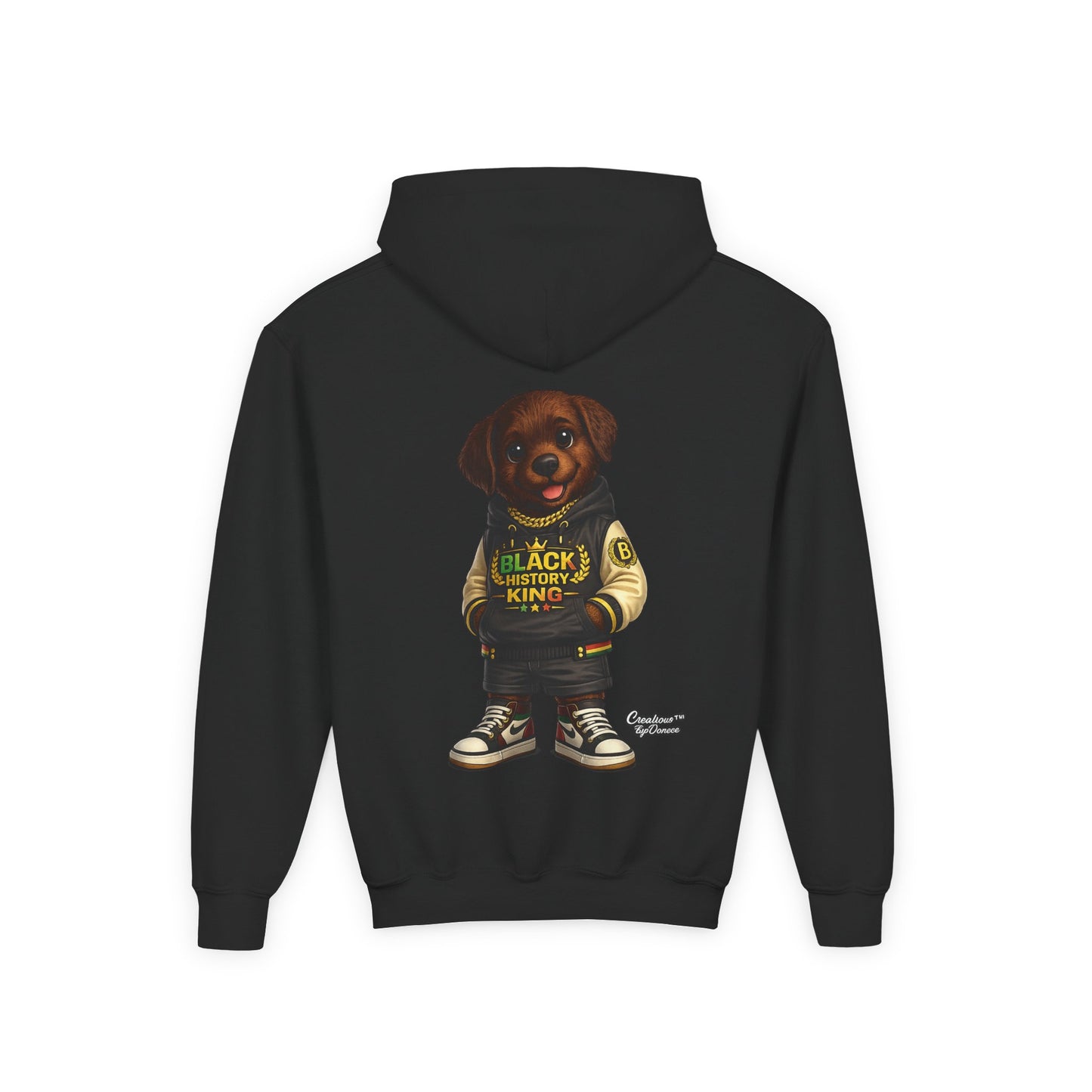 Youth Hoodie — 'Black History Kid' Puppy Graphic Sweatshirt