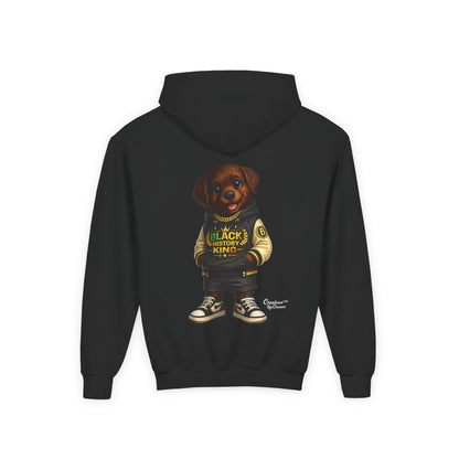 Youth Hoodie — 'Black History Kid' Puppy Graphic Sweatshirt