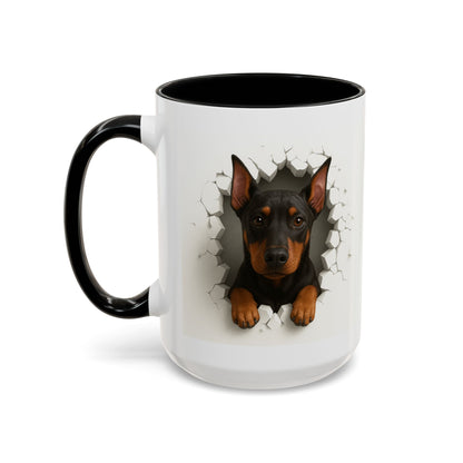 Doberman Peekaboo Accent Coffee Mug – Cute Dog Lover Gift (11/15oz)