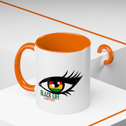 Black Life Matters Eye Accent Coffee Mug — Pan-African Pride 11/15oz