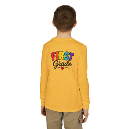 First Grade Kids Long Sleeve Tee — Colorful Back-to-School Shirt