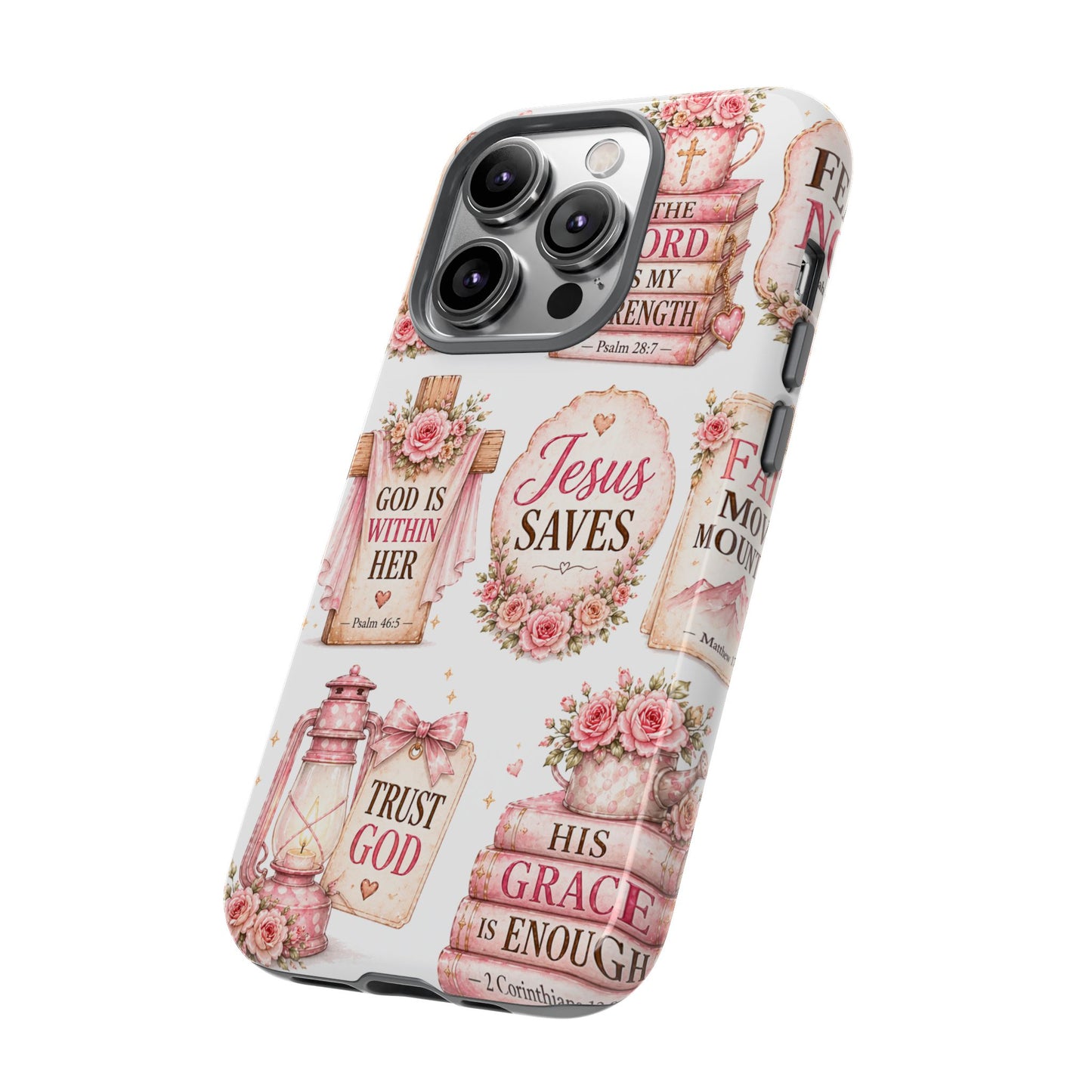 Faith Phone Case — 'Jesus Saves' Floral Christian Scripture iPhone Case