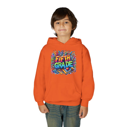 Fifth Grade Kids Hoodie - Colorful School Supplies Back-to-School Sweatshirt