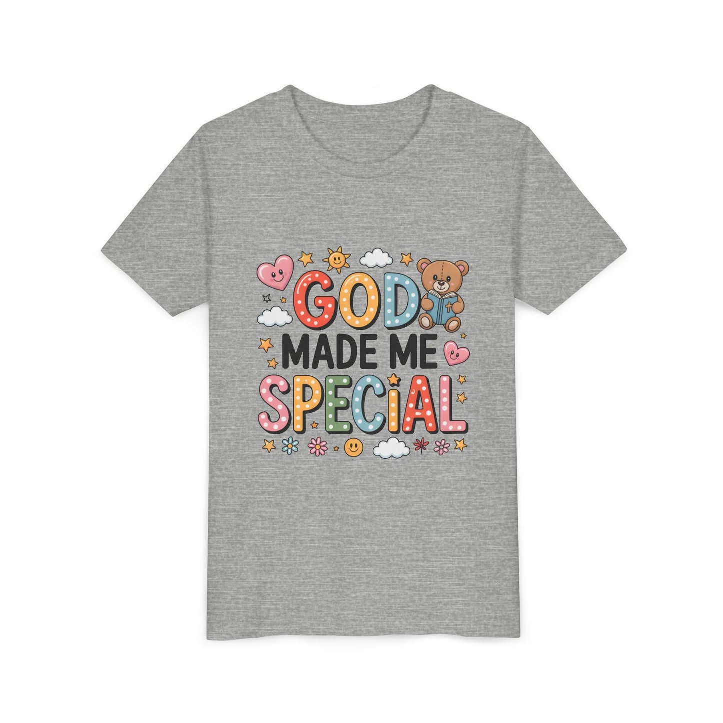 Youth Tee — "God Made Me Special" Cute Christian Kids T-Shirt