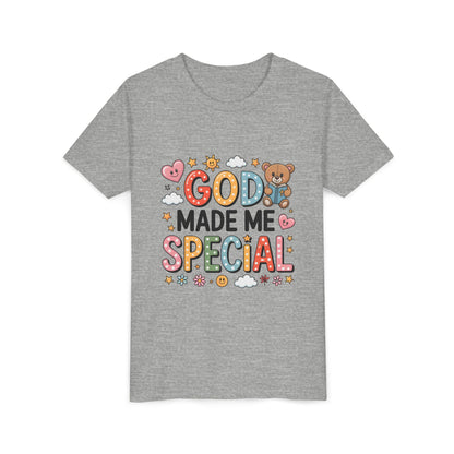 Youth Tee — "God Made Me Special" Cute Christian Kids T-Shirt