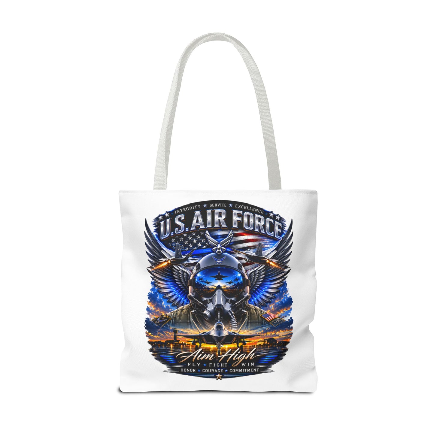 U.S. Air Force Aviator Tote Bag – 'Aim High' Military Pilot Design