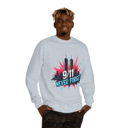 9/11 Never Forget Sweatshirt - Tribute Crewneck with Twin Towers Graphic