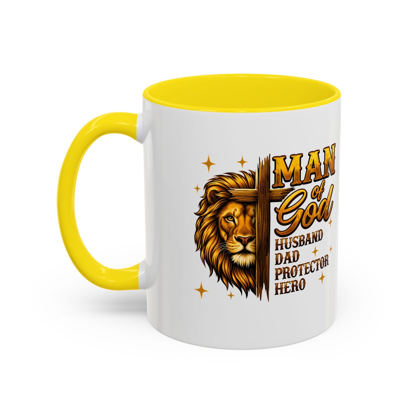 Man of God Lion Coffee Mug — 'Man of God' Religious Gift for Husband, Dad, Protector