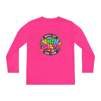 Ninth Grade Crewneck Long Sleeve — "Watch Out Ninth Grade Here I Come" Back-to-School Tee