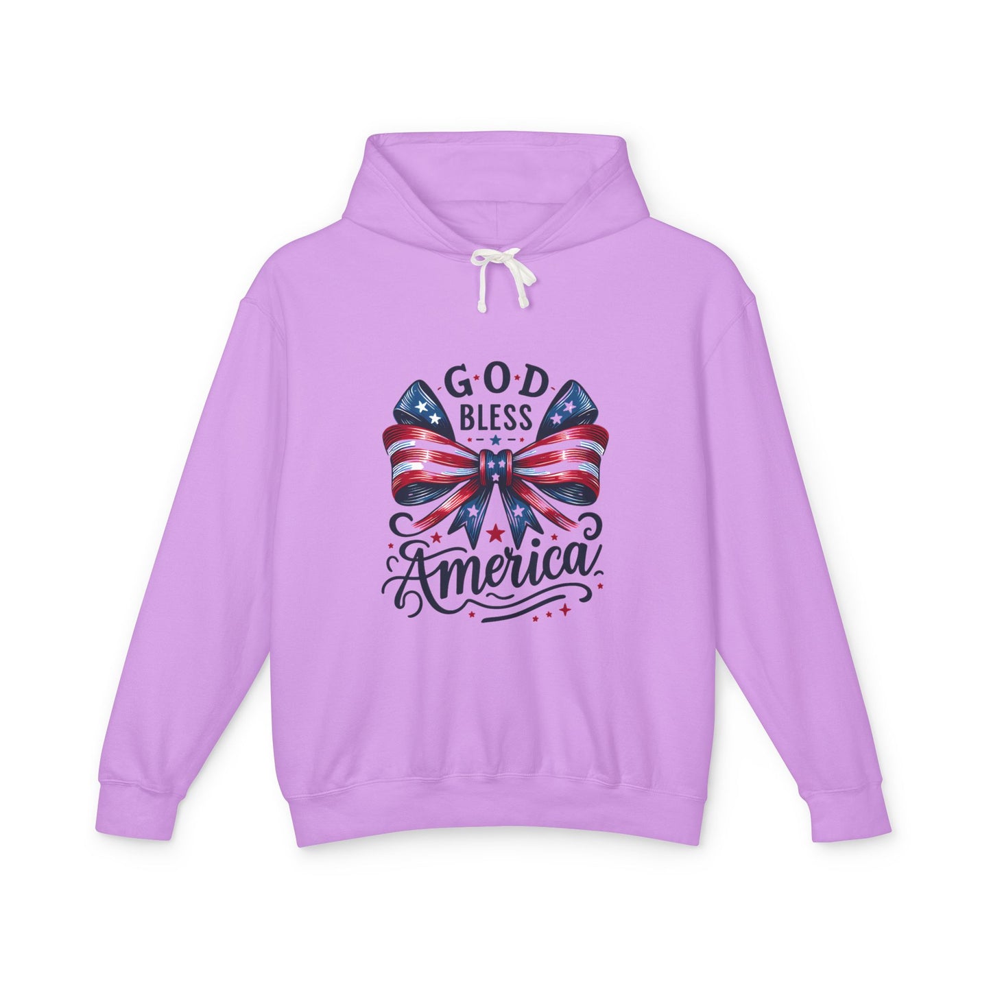 God Bless America Patriotic Hoodie – American Flag Bow Fourth of July Sweatshirt