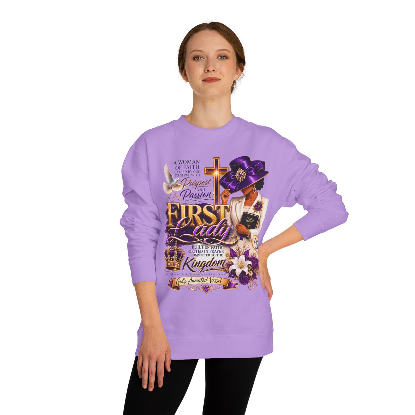 First Lady Faith Sweatshirt — Christian Prayer & Kingdom Crown Design