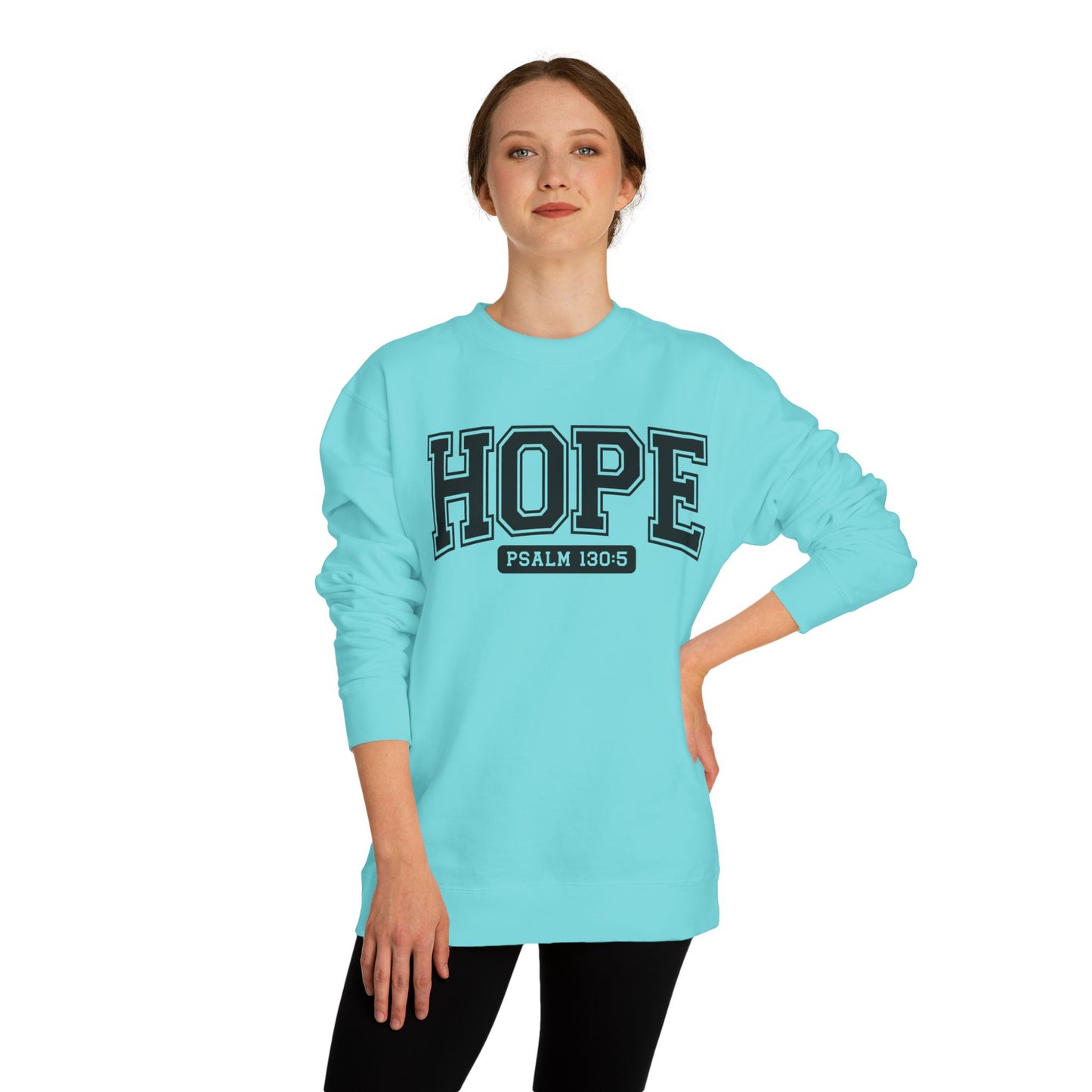 Hope Sweatshirt – 'Psalm 130:5' Inspirational Christian Crewneck