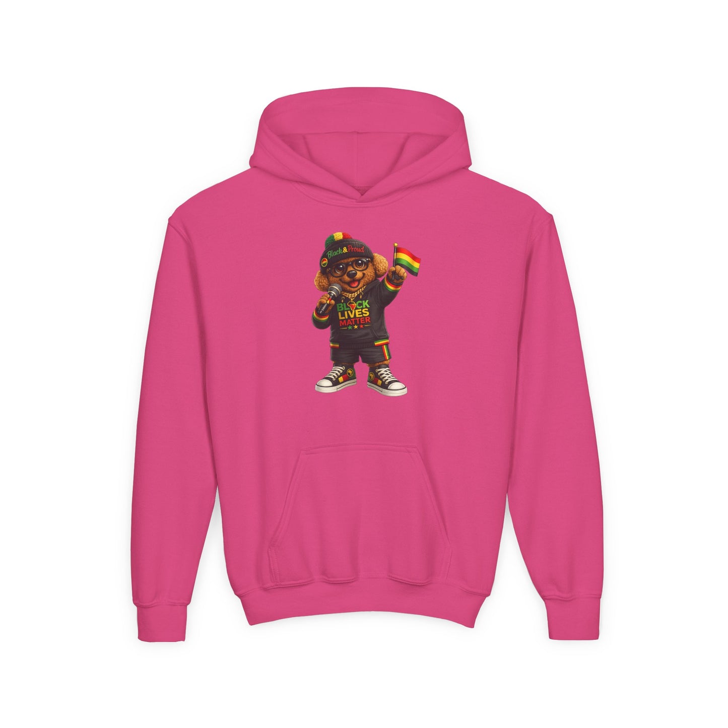 Youth Hoodie — Black Lives Matter Rasta Bear Kids Pullover