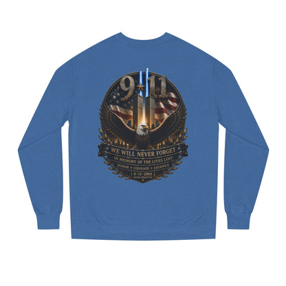 9/11 Memorial Sweatshirt — We Will Never Forget Tribute Crewneck
