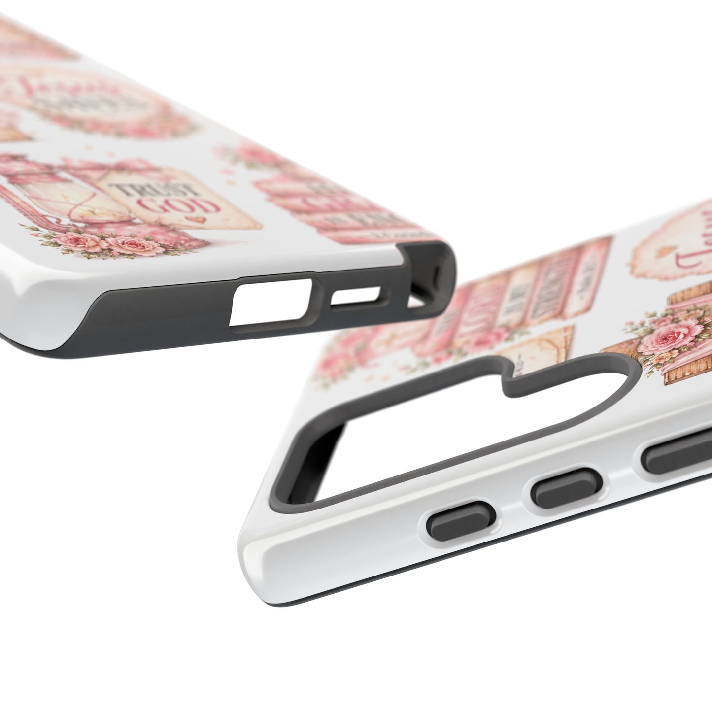 Christian Phone Case — Jesus Saves Floral Tough Case with 'God Is Within Her' & 'Trust God' Design