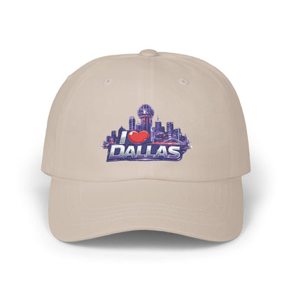 I Heart Dallas Dad Cap - White Embroidered Skyline Baseball Hat