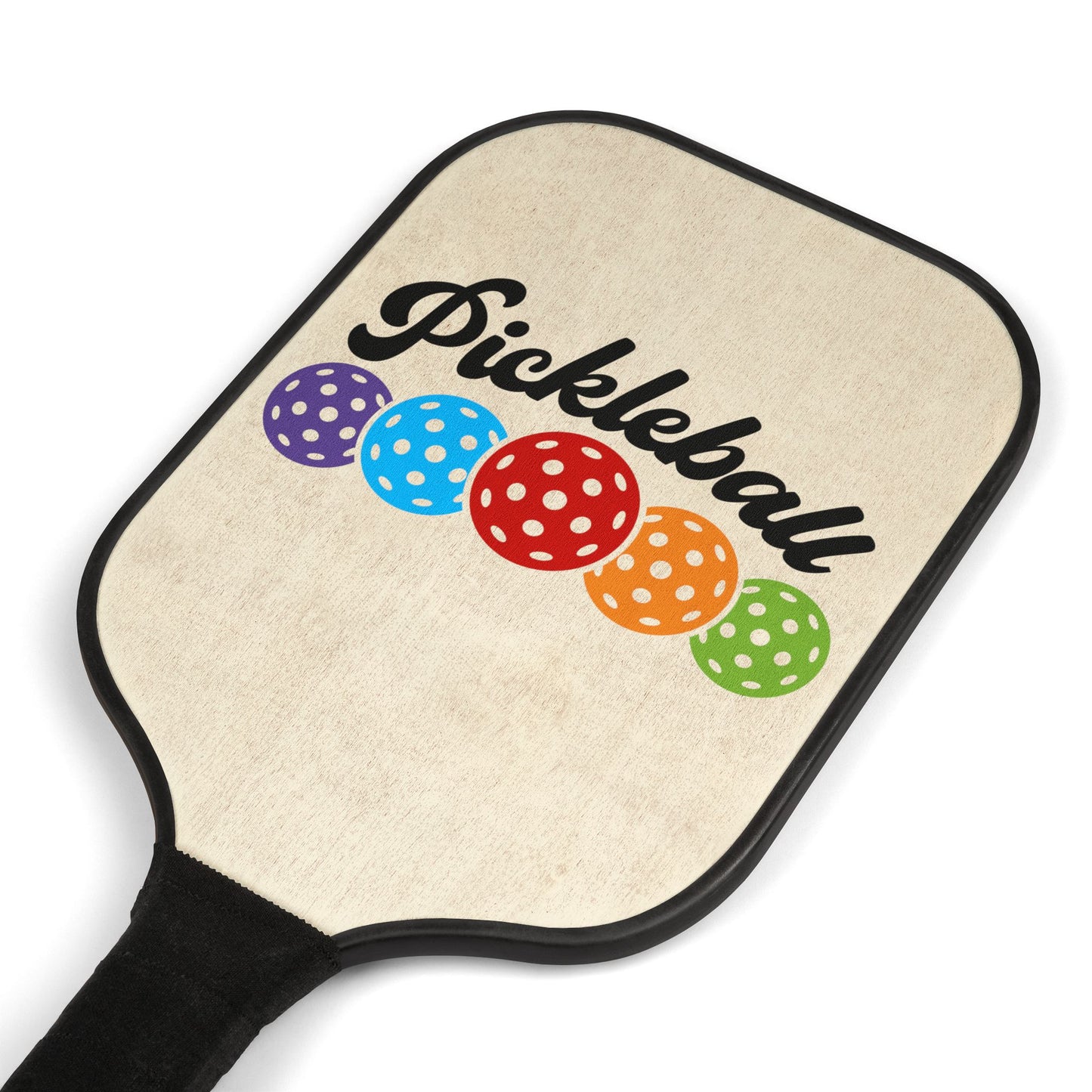 Pickleball Paddle Set — Retro Rainbow Pickleball Design (2 Paddles + Balls)
