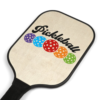 Pickleball Paddle Set — Retro Rainbow Pickleball Design (2 Paddles + Balls)