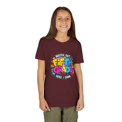 Fifth Grade T‑Shirt for Kids - "Watch Out Fifth Grade Here I Come" Back-to-School Tee