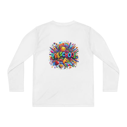 Youth Preschool Long Sleeve Tee - Colorful School Supplies Design
