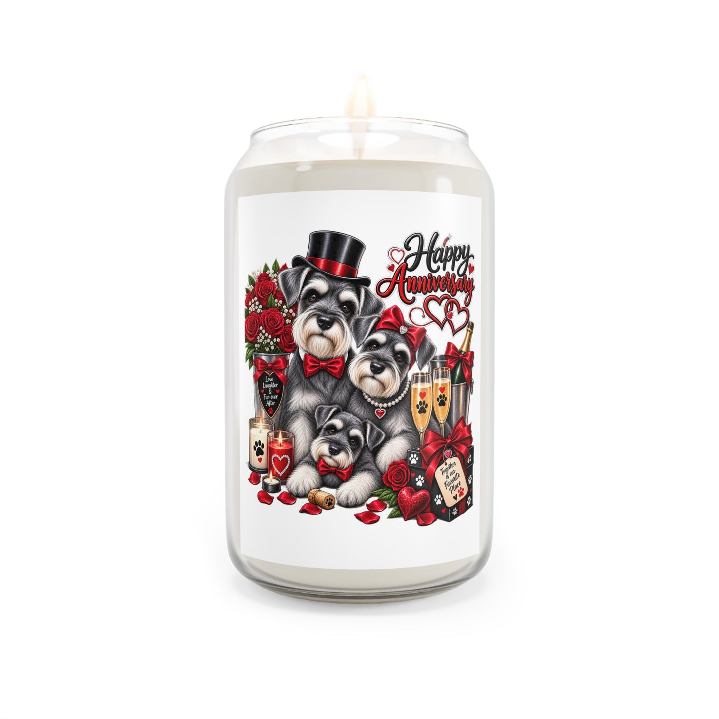 Anniversary Schnauzer Soy Candle — "Happy Anniversary" Scented 13.75oz