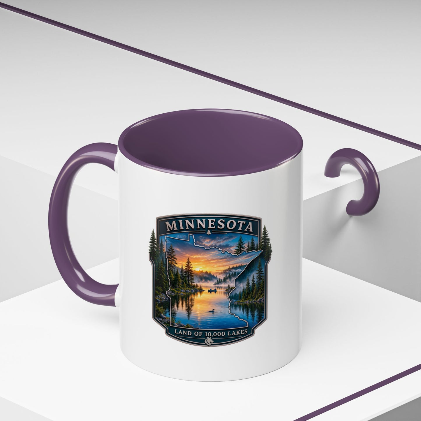 Minnesota Lake Sunset Coffee Mug — 'Land of 10,000 Lakes' Accent Mug