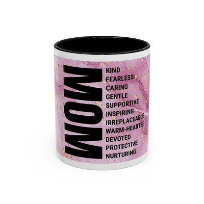 Mom Definition Accent Coffee Mug – Inspirational Pink Marble Mother’s Day Gift (11/15oz)