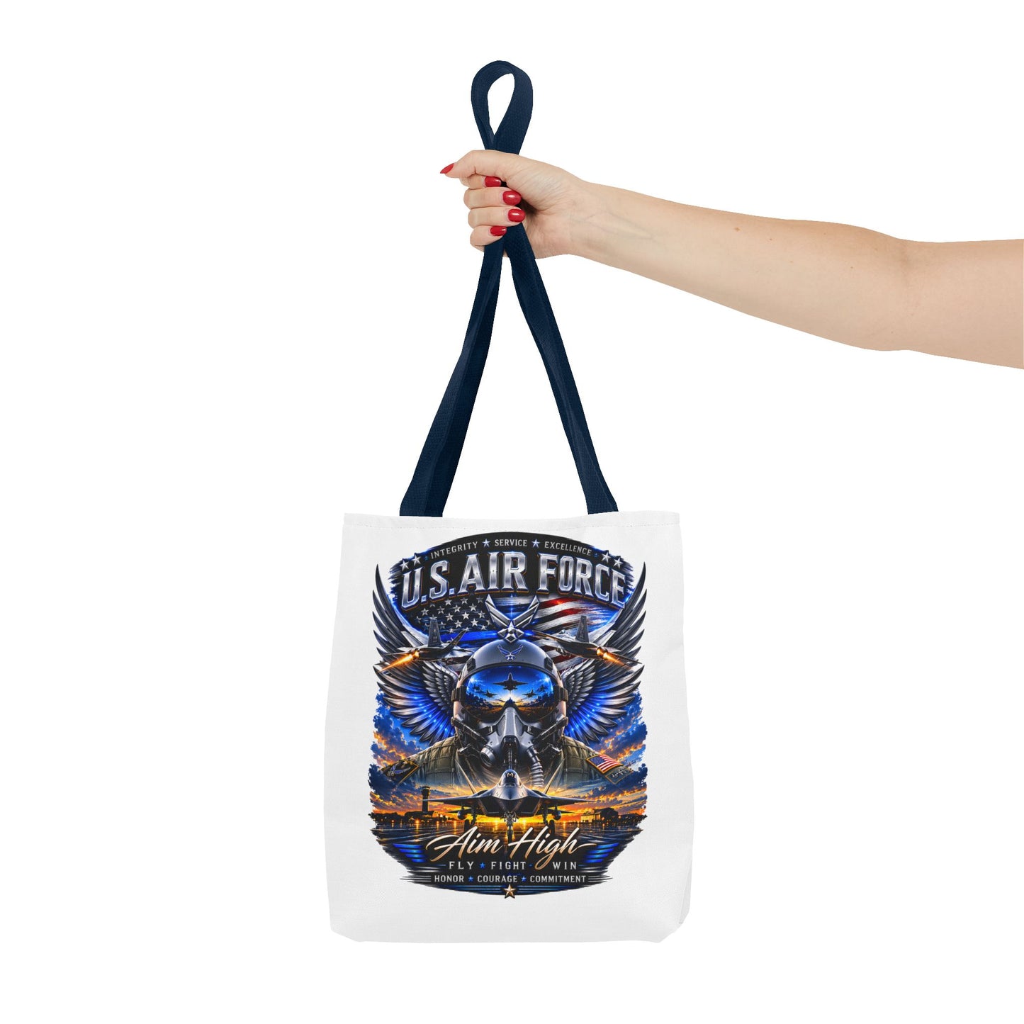 U.S. Air Force Aviator Tote Bag – 'Aim High' Military Pilot Design