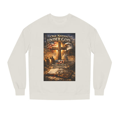 Patriotic Christian Sweatshirt — "One Nation Under God" 25 Years of Faith Crewneck