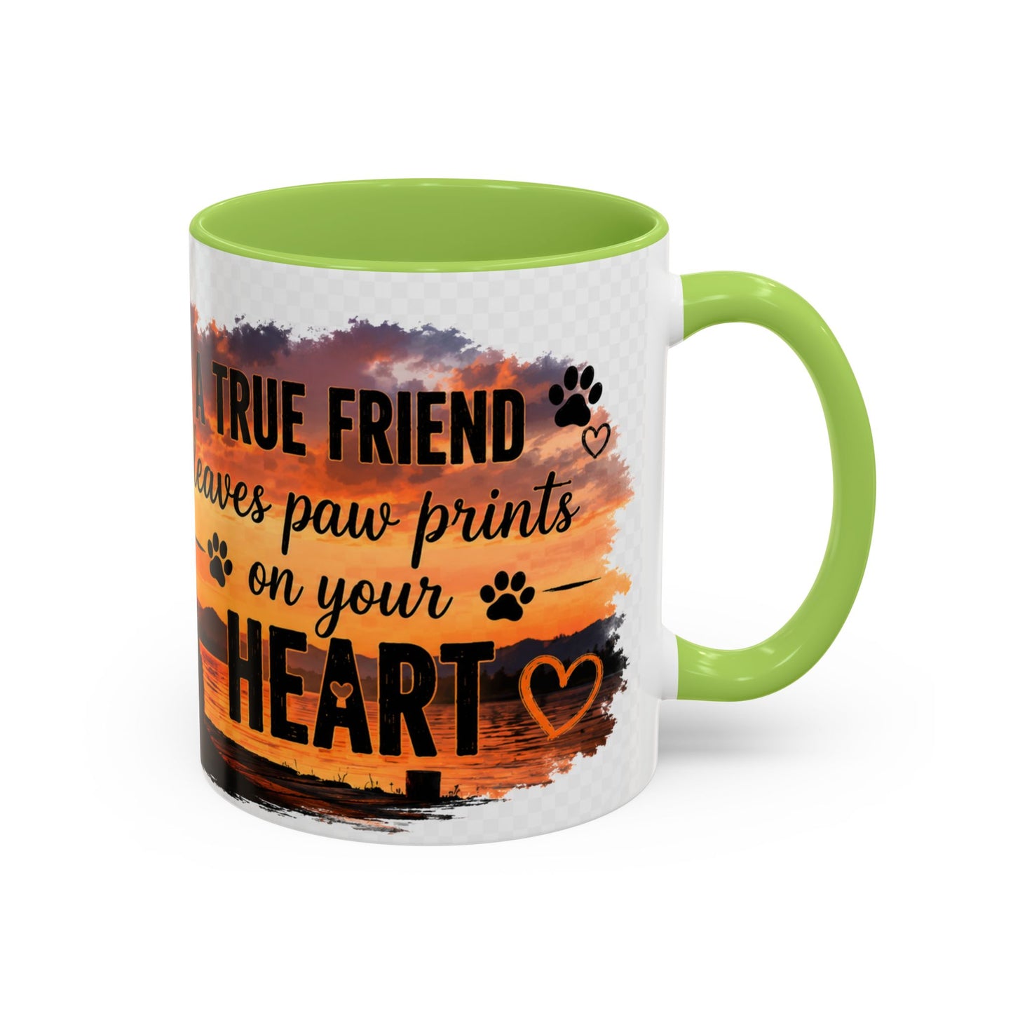 Dog Lover Coffee Mug - "A True Friend Leaves Paw Prints on Your Heart" Accent Mug (11/15oz)