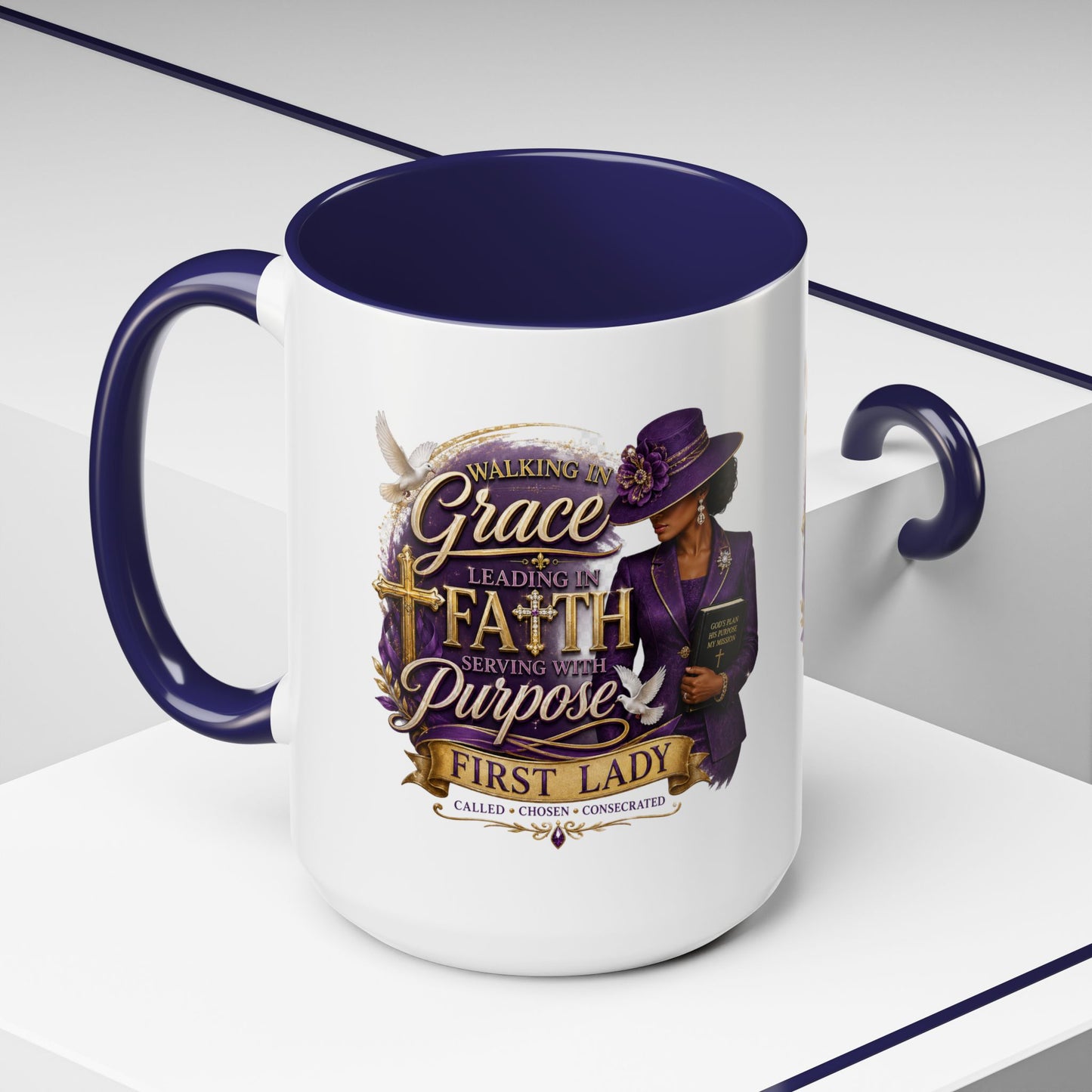 Faith & Purpose Accent Coffee Mug — First Lady Church Design (11/15oz)