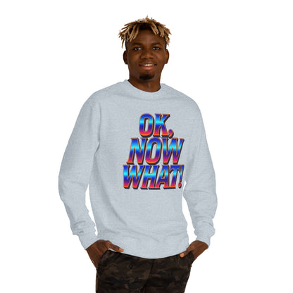 OK, Now What! Crewneck Sweatshirt — Bold Retro Gradient Graphic