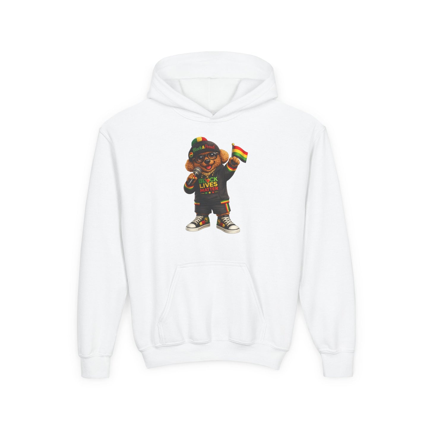 Youth Hoodie — Black Lives Matter Rasta Bear Kids Pullover