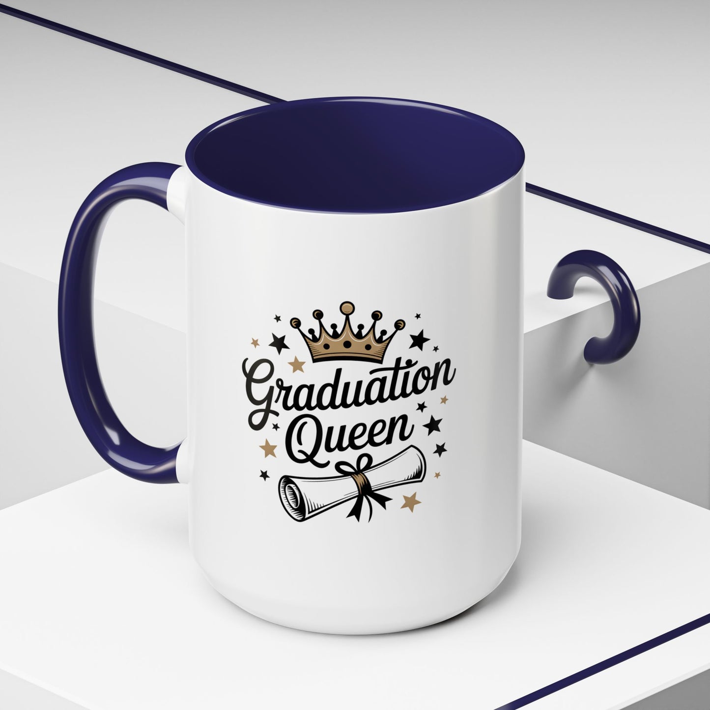 Graduation Queen Accent Coffee Mug — 11/15oz Ceramic Gift with Crown & Diploma Design