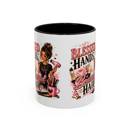 Blessed Hands Beautiful Hair Coffee Mug — Stylist Barber Hairdresser Gift
