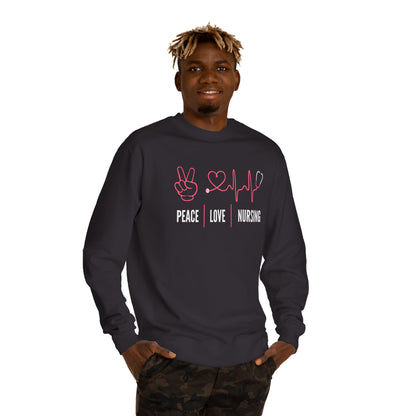 Peace Love Nursing Sweatshirt — Nurse Gifts, Heartbeat & Peace Sign Crewneck
