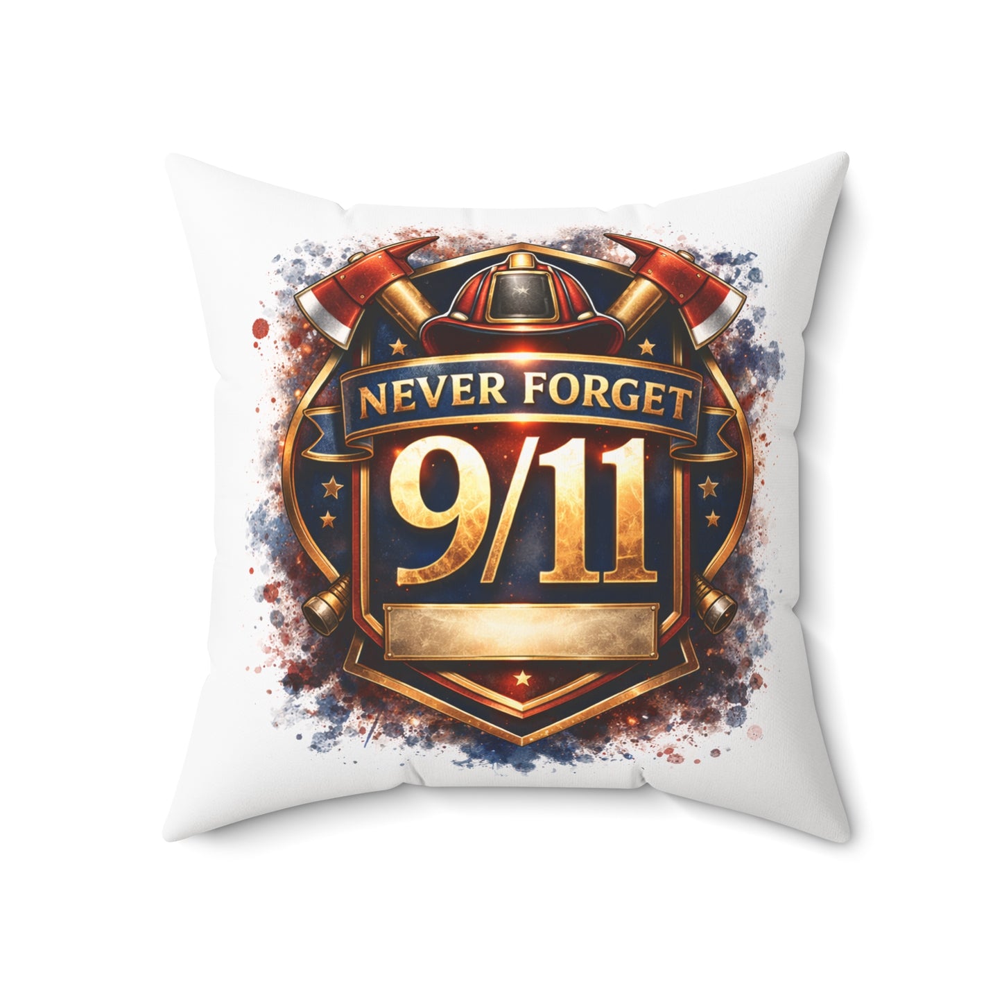 Never Forget 9/11 Memorial Throw Pillow — Patriotic Remembrance Accent Pillow
