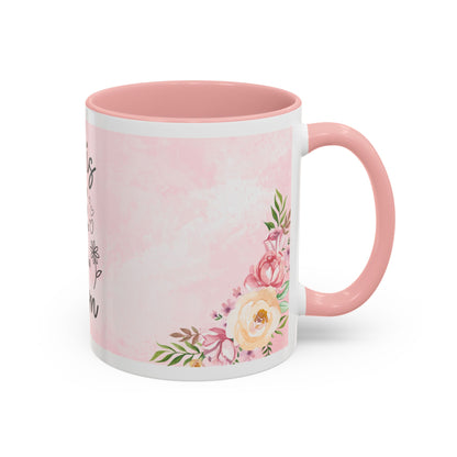 She is Mom Floral Accent Coffee Mug – ‘She is strong, loving, selfless and beautiful’ Gift for Mother’s Day
