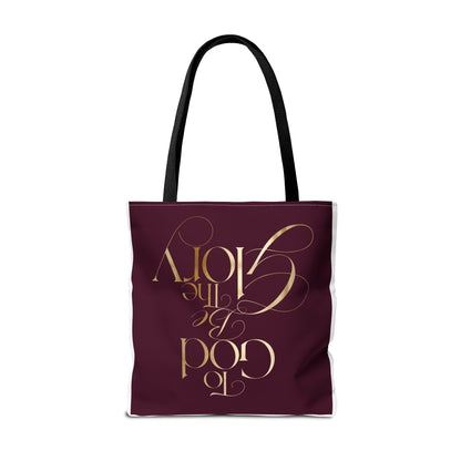 To God Be The Glory Burgundy Tote Bag — Inspirational Christian Scripture Tote