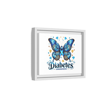 Diabetes Awareness Blue Ribbon Butterfly Matte Framed Canvas
