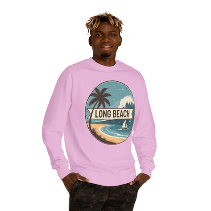 Long Beach Vintage Beach Scene Sweatshirt