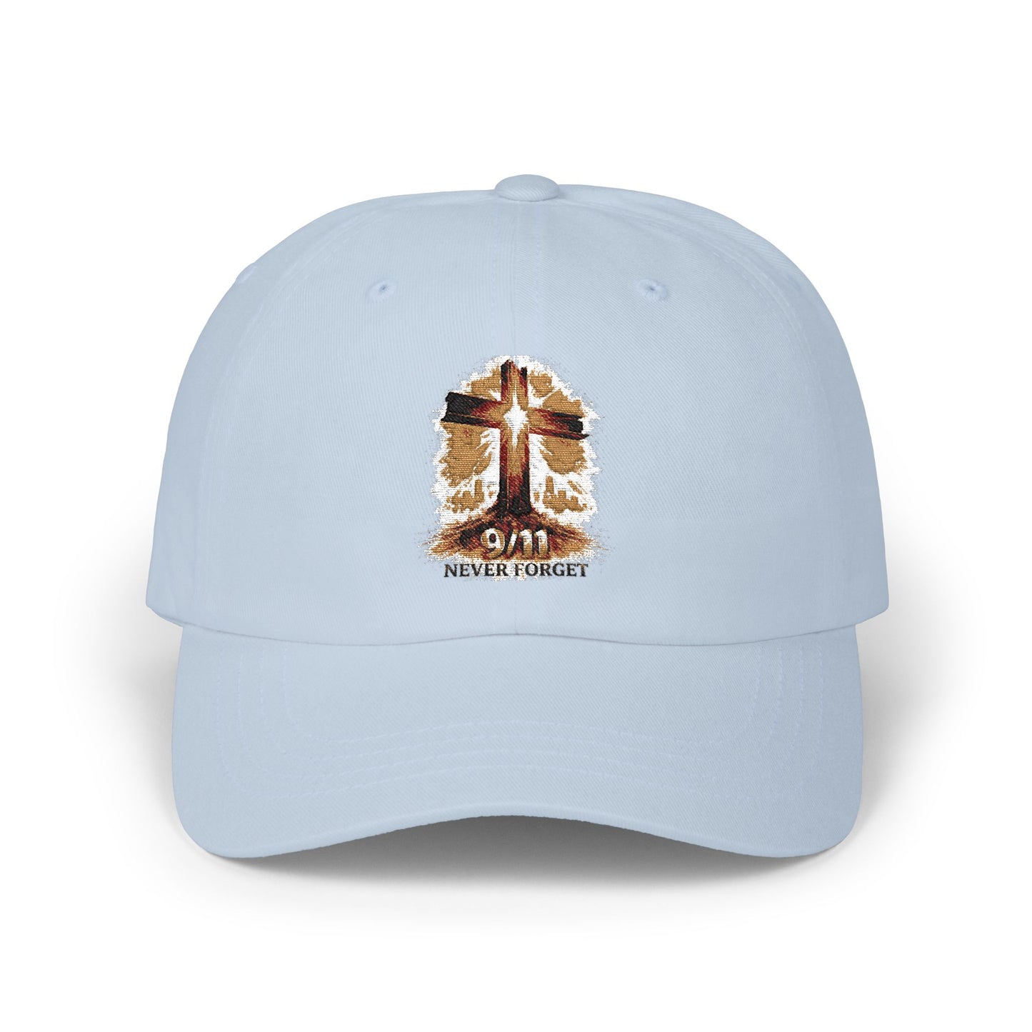 Dad Cap — Grunge Cross 'Never Forget' Embroidered Baseball Hat
