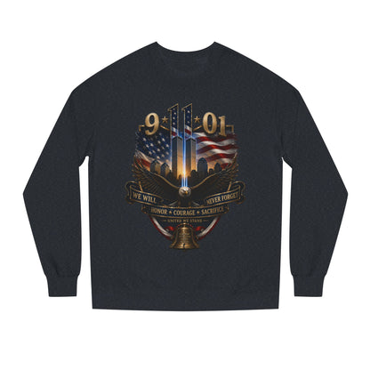9/11 Memorial Sweatshirt — We Will Never Forget Tribute Crewneck