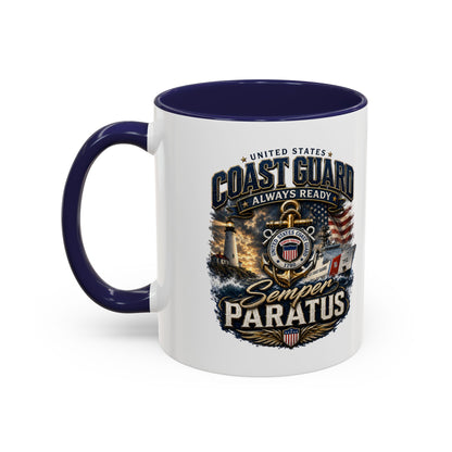 Coast Guard Semper Paratus Accent Coffee Mug – Patriotic Military Gift (11/15oz)
