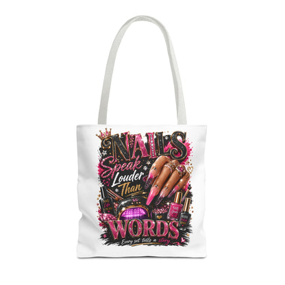 Nails Speak Louder Than Words Tote Bag – Glam Nail Technician Gift