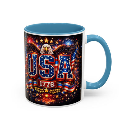 USA Eagle Coffee Mug – Patriotic 1776 Accent Mug (11/15oz)