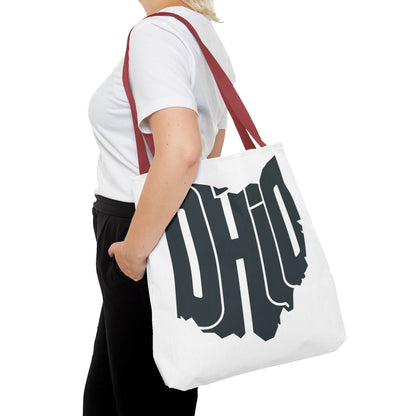 Ohio State Outline Tote Bag — Retro Ohio Text Graphic Tote