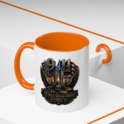 9/11 Memorial Coffee Mug - 'We Will Never Forget' Tribute Accent Mug