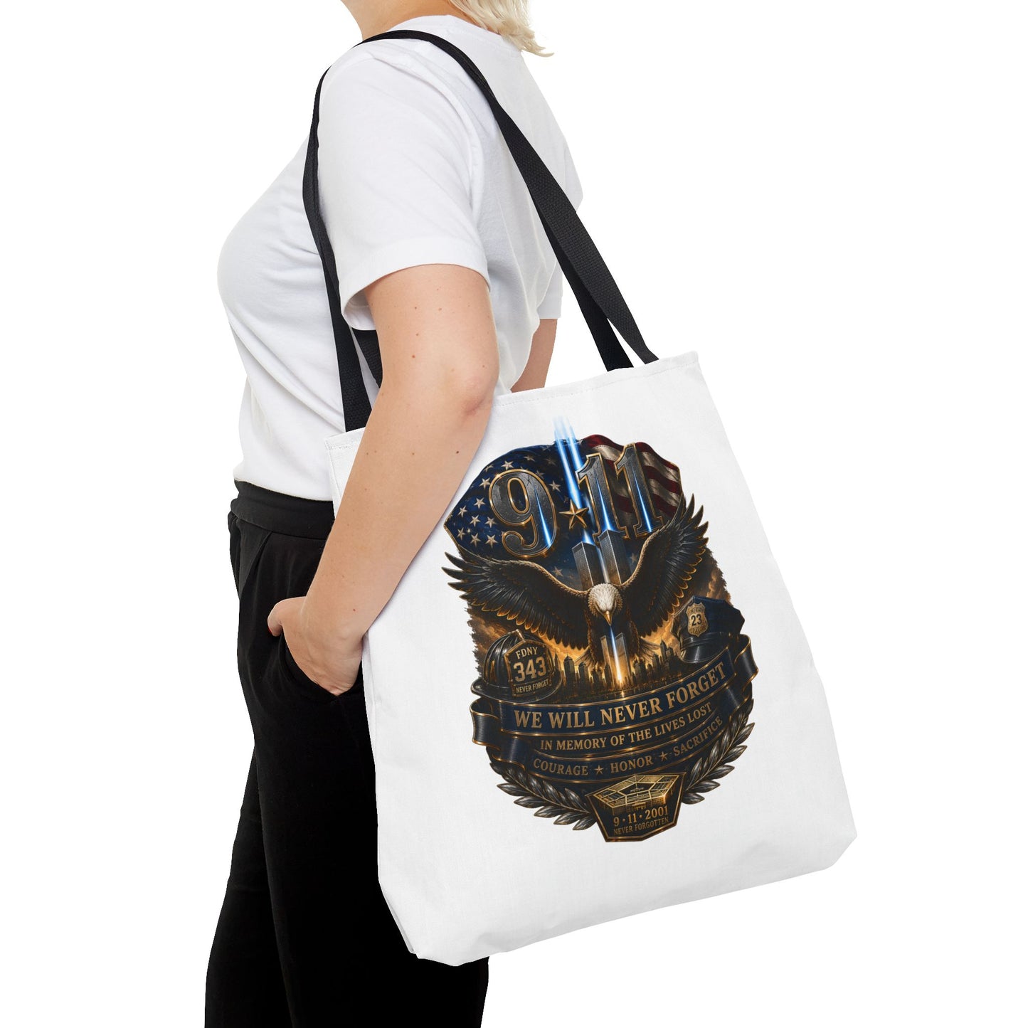 9/11 Memorial Eagle Tote Bag – Never Forget Tribute Tote